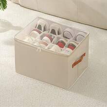 WONGIRL Large Grey Shoe Organizer With Adjustable Dividers - Space-Saving, Foldable Storage Bin For 16 Pairs, Reinforced Handles & Bottom Support