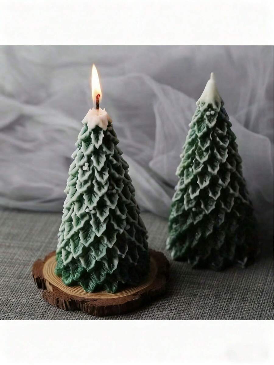 Christmas Tree Shaped Scented Candles For Christmas Holiday Table Decoration Christmas Scented Candles Winter Christmas Tree Taper Candles Home Decoration And Souvenirs, Suitable For Bedroom, Bathroom, Party, Christmas, Random Colors/Styles - Multicolor - View 1