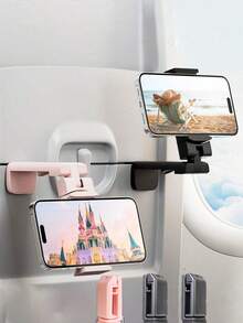 3/2/1 pieza Soporte de teléfono para vuelo, soporte de viaje portátil plegable y ajustable con rotación de 360° para escritorio, asiento de tren, maletero, gabinete de cocina compatible - Construcción de plástico duradero, gancho de teléfono portátil plegable, soporte universal de teléfono para celulares, viaje, hogar, oficina.
