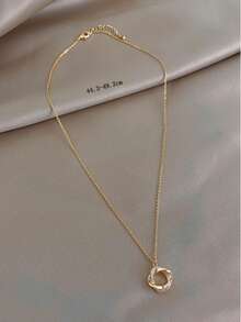 Andkiss Rhinestone Decor Ring Charm Necklace