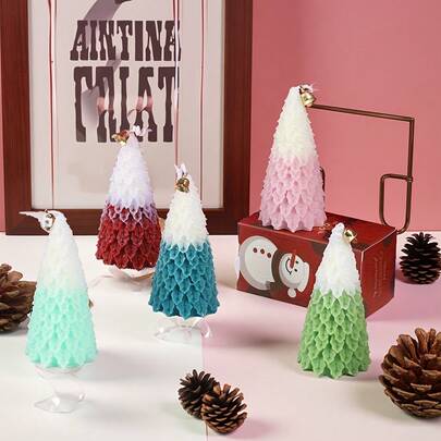 Christmas Exclusive Christmas Tree Aromatherapy Candles, Maple Leaf Shaped, Spiral Shaped, Mixed With Soy Wax, Aromatherapy Candles, Suitable For Wedding Venues, Christmas Holiday Venues, Restaurants, Living Rooms, Yoga Studios, Meditation, Birthday Candles, Mother's Day Gifts, Valentine's Day Gifts, Birthday Gifts, Adult Gifts, Wedding Candles, Home Decoration, Room Decoration, And Matching Cute Little Bells! Christmas Decorations, Christmas Gifts