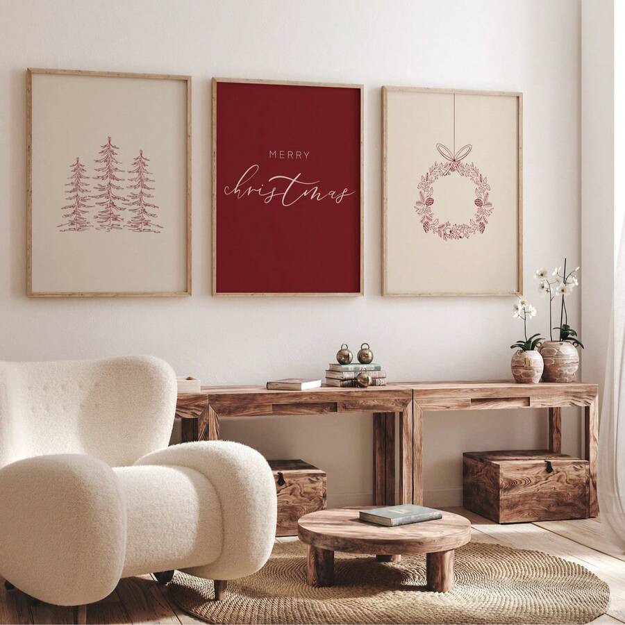 Set Of 3 Minimalist Christmas Wall Art Picture Merry Christmas Prints Canvas Paintings Brown And Beige Posters Xmas Decor For Bedroom,Living Room Or College Apartment Dorm Room Decor Gift For Her Unframedchristmas Decoration XMAS Decor Christmas Tree Gift Decor Thanksgiving Wedding Home Decor Home Decor Fall Decor Autumn Decor Birthday Decorations For Gifts Party Supplies Indoor Holiday Festival Decor Halloween Decor Wall Decor Halloween Ornaments - Multicolor - View 1