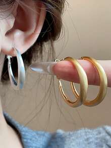 Elegant Stainless Steel Hollow Water Drop Design Hoop Earrings, Suitable For Women Casual Wear