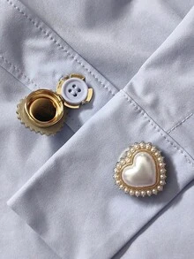 2 件衬衫纽扣套花朵袖扣套花朵袖扣夹纽扣适用于礼服婚礼礼服装饰纽扣服装配饰礼品 - 彩色 - 查看 5