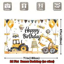 1 Bộ banner trang trí sinh nhật chủ đề máy kéo, phông nền hình máy xúc đồ chơi, banner trang trí bánh kem hình đồ chơi, thích hợp cho tiệc sinh nhật, studio chụp ảnh, phông nền trang trí sinh nhật. - Nhiều màu - Xem 16