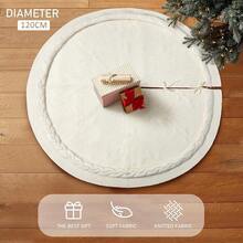 Falda para árbol de Navidad de 48 pulgadas de punto - Falda roja para árbol de Navidad de punto trenzado - Falda rústica gruesa de punto para árbol de Navidad de estilo granja - Decoraciones para - Crema - Ver 6