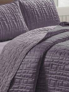 Home Elephant Basic Satin Comforter With Quilted Thread Covers, Queen And King Size - Lilac Purple - View 5