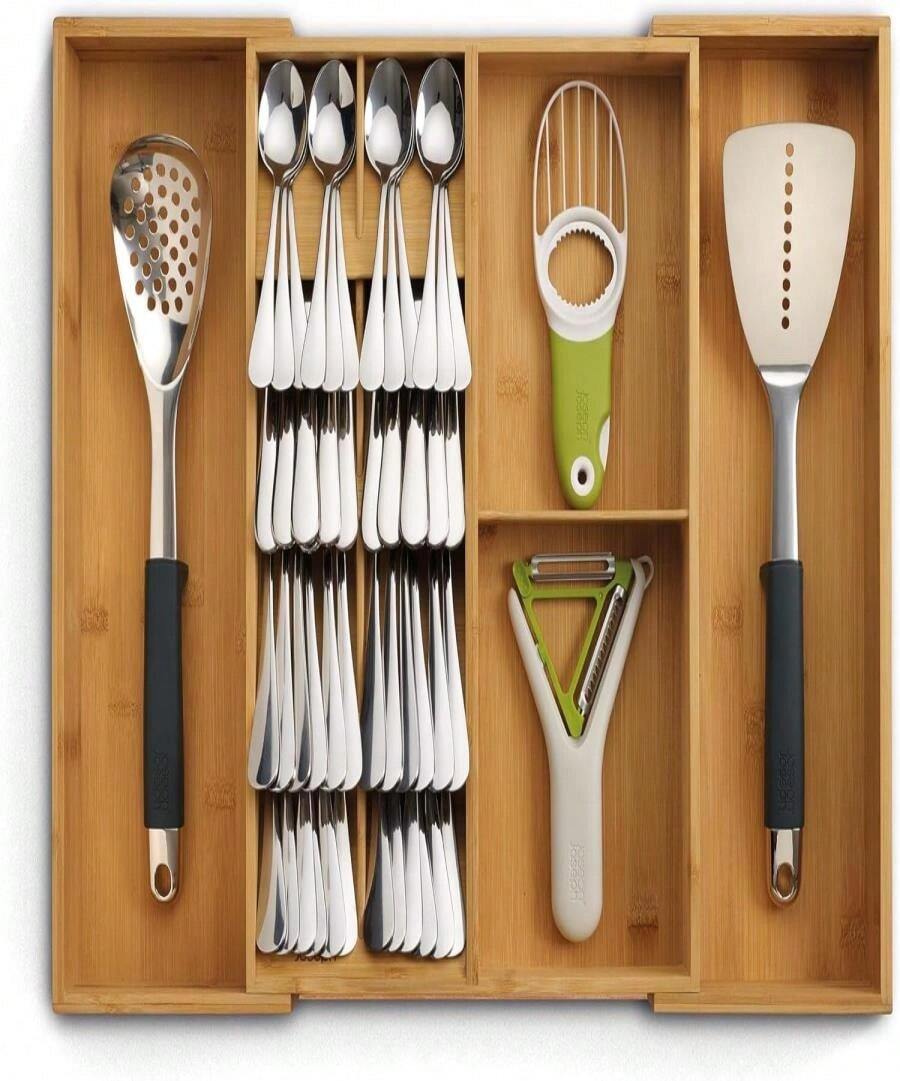 Joseph Joseph DrawerStore Compact Knife Organizer, Holds Up To 9 Knives, Kitchen Organization &Amp; Drawer Storage, Bamboo - MàuA - Xem 1