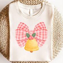 1pc/2pcs/3pcs Christmas Bell & Bow Decal - Heat Transfer Sticker Suitable For DIY Canvas Bag, T-Shirt, Pillow, DTF Jeans, T-Shirt And Backpack, Heat Transfer Image For Textiles/New Products, Decoration/Heat Press Sticker For Clothing, DTF Transfer For Garments