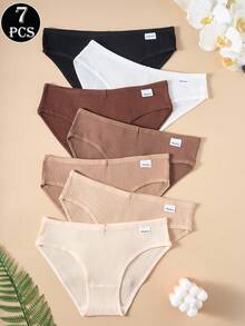 7pcs Women's Sexy Ribbed Cotton Panty Underwear Lingerie Women Seamless Comfy Panties Underwear