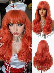 22-Inch Red Curly Wig, Heat-Resistant Fiber Material, Suitable For Halloween, Christmas And Other Occasions, Women - Red - View 6