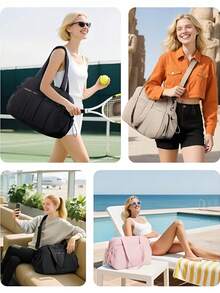 Ladies' Fitness Bag 30L, Simple And Stylish Solid Color Travel Suitcase, Multi-Functional Large Capacity Fitness Bag, Portable Weekend Bag, Waterproof And Anti Fouling Fitness Bag, Airplane Personal Belongings Travel Organizer, Luggage Bag Handbag, Fitness Bag With Dry And Wet Pockets, Suitable For Outings, Short Trips, Fitness And Sports Travel, Graduation Bag, School Supplies