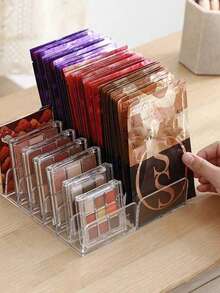 1pc Eyeshadow Palette Makeup Storage Box, Transparent Cosmetic Organizer, Suitable For Vanity, Bathroom Countertop, Cabinet, 7 Compartments