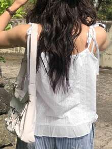 Atasan Tank Top Camisole Warna Polos Serbaguna untuk Musim Semi/Panas, Kasual, Warna Putih - Putih - View 3