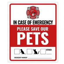 紧急宠物警报贴纸，防紫外线和防水，用于火灾和紧急情况的狗安全救援标志 - 高可见度，易于粘贴；宠物用品，宠物主人必备；宠物警报火灾和救援贴花，拯救我们的宠物紧急内部贴纸 - 彩色 - 查看 12