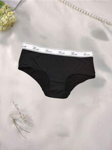 4pcs/Pack Women's Solid Color Letter & Triangle Pattern Seamless Underwear, Comfortable For Girls - Multicolor - View 6