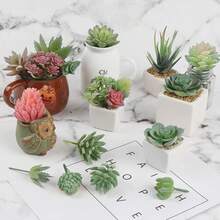 Suculentas Artificiales,Decoración de Plantas Falsas de Sin Macetas,Surtidas Mini Plantas Suculentas para Bricolaje,Lavabl y No te Desvanezcas,Decoración de la Oficina,el Hogar,Jardín,Mesa mini plantas decorativas perfectas para combinarlas con luces navideñas adornos Christmas para mesas de comedor escritorios baños y regalos de temporada - Mini Plantas Suculentas - Ver 6