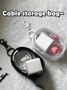 2pcs/1pc Portable PVC Transparent Mini Data Cable Organizer Bag, Dual Zipper Design, Suitable For Data Cables, Chargers, Earphones, Jewelry And Small Accessories, Hearing Aid Travel Pouch, Keys, Coins, Etc. Lightweight, Zipper Closure, Hand Washable - Perfect For Travel And Daily Carry. - Multicolor - View 3