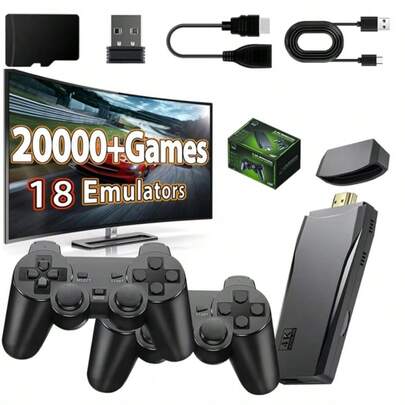 M8 Retro Inalámbrica 64G,más de 20000 Juegos Integrados, Salida  TV Videojuegos, con Controladores Inalámbricos Duales de 2.4 G