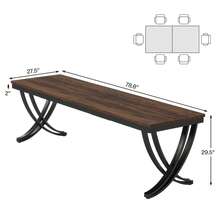 LITTLE TREE Rectangular Dining Table For 6-8, 78 Inch Large Wood Farmhouse Dinner Table With Heavy Duty Metal Legs And Wooden Top For Kitchen Dining Room Living Room, Black & Brown (Only Table) - 黑色和棕色 - 查看 4