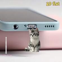 3Psc New 2D Acrylic Plane, Cute Kitten, Acrylic, Mobile Phone, Dust Plug, Suitable For Ipone Android Phone.