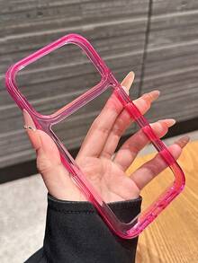 适用于 17 Pro Max、17 Pro、17 Air 和 17 的奢华透明防震保护壳，透明亚克力边框 - 玫紅色 - 查看 3