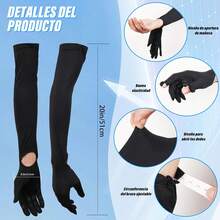 Guantes para Manejar Mujer UV,Mangas para Brazos uv Hombre-Mujer,UPF 50+Guantes Largos Mujer,Guantes para Sol Mujer,Muñeca y Brazo Ajustables,Pantalla Táctil - 1 - Ver 2
