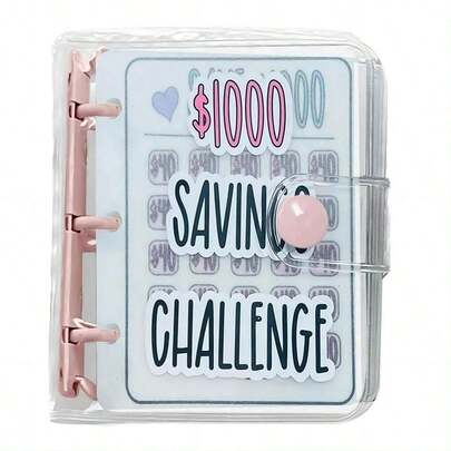 1pc Pink 1000 Savings Challenge Binder , Money Saving Binder, Savings Challenges Book With Envelopes, Envelope Savings Challenge, Mini Budget Binder With Cash Envelopes Back To School