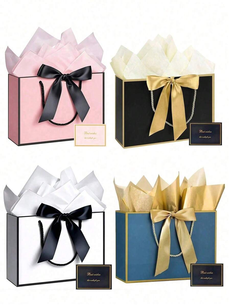 1/2/3 Stücke, große Papier-Geschenktüten, inklusive Seidenpapier und Grußkarten, Valentinstag Geschenktüten, tragbare Geschenktüten mit Griffen, geeignet für Brautjungfern, Geburtstage, Valentinstag, Hochzeitsfeiern, Abschlussfeiern, Muttertag