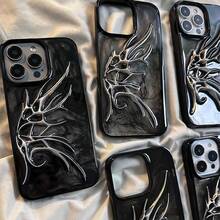 Hình dán Cthulhu tự làm, hiệu ứng chuyển màu 3D trong suốt, phong cách Gothic Punk cổ điển, họa tiết xương cá lập thể, phù hợp với ốp điện thoại 15 inch, phụ kiện không thể thiếu cho những người dẫn đầu xu hướng, phù hợp với điện thoại 17, 16, 14, 13, 12, 11 inch. - Bạc - Xem 7