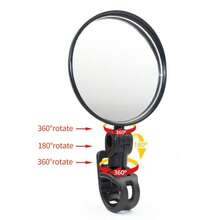 Bicycle Rearview Mirror, Circular Wide-Angle Convex Mirror, 1pcs, Adjustable 360 °, Electric Scooter, Flat Bike, Mountain Bike, Universal Rearview Mirror, Free Installation, Suitable For Handlebars With A Diameter Of 1.5~3.5cm - Black - View 6