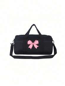 Solid Color Travel Bag With Bow Print, Cute Solid Color Ballet Travel Bag, Fitness Travel Tote Bag, Suitable For Ballet Tutus, Tap Dancing, Weekend Overnight Trips, Large Capacity Luggage Travel Bag. - 34*20*18 - View 9