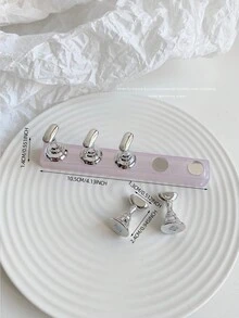 Set de decoración de arte de uñas 3D: 1 pieza de base hueca de acrílico + 5 piezas de puntas de uñas de color gelatina, con cristales de resina, cuentas, strass, efecto láser holográfico estilo coreano vintage, base de madera, 10 puntas de uñas doradas, gran regalo para niñas y mujeres