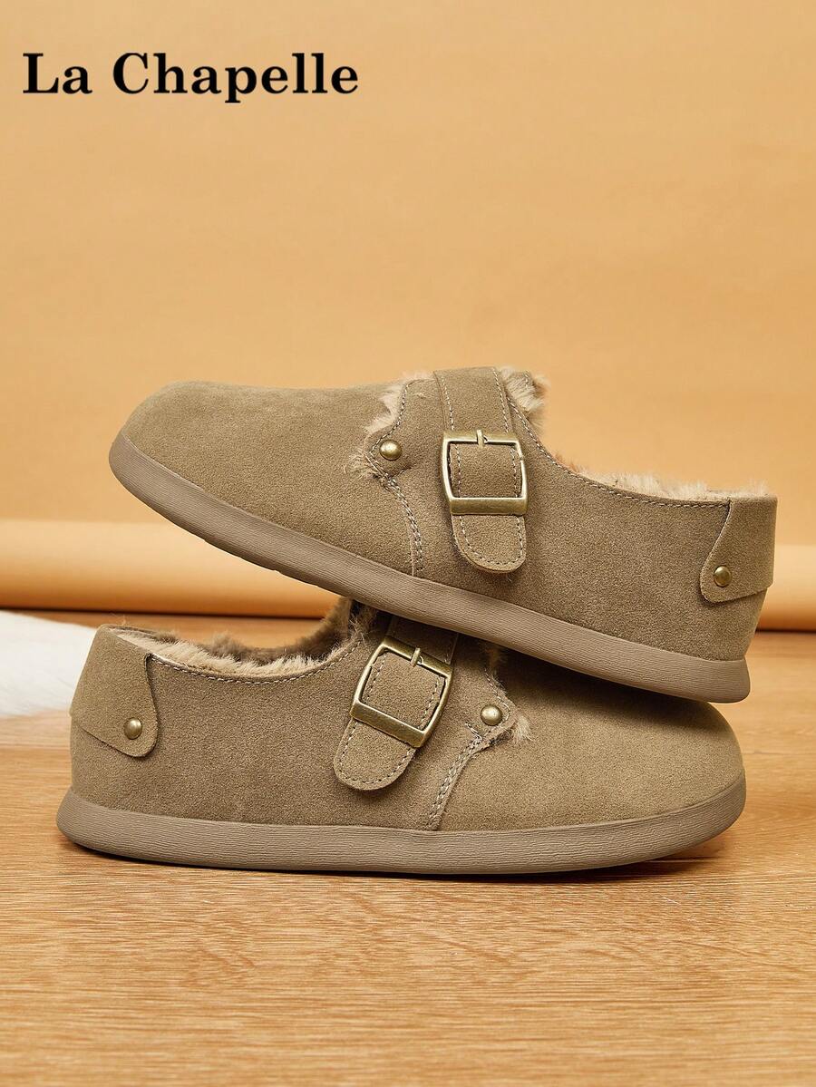 1 par de zapatos casuales de suela gruesa con cordones y suela blanda para mujer de La Chapelle, zapatos planos de exterior de puntera redonda, botas de nieve de invierno, zapatos para ir al trabajo, de unicolor, elegantes, de suela blanda, adecuados para estudiantes, fotos de graduación, zapatos planos, zapatos deportivos de cuero de caña baja para mujer