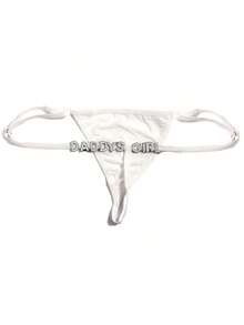 Custom Thong G-Strings With Charms Name Personalized Charm Thong With Any Name Custom Thong Couple Fashionable, Colorful, Funny Unique, Customized Finds, Personalized Gifts Women, Lingerie, Winter Fashion, Panties, Underwear, Thongs Gifts Her Family, Friends, Winter, Fall/Autumn, Holiday, Rave,Chic Autumn,Romance Gown - trắng - Xem 2