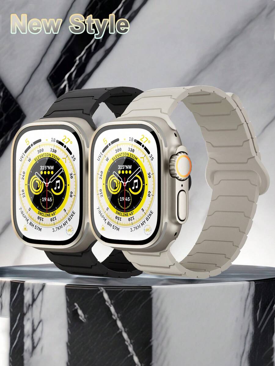 Correa magnética totalmente compatible con la banda del de 44 mm, 45 mm, 40 mm, 41 mm, 42 mm, 38 mm, 45 mm. Banda de reloj de silicona compatible con iWatch Series 10, 9, 8, 7, 6, 5, 4, 3, SE, Ultra 2, pulseras