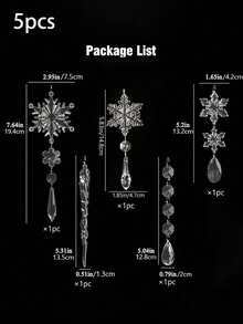 5/10/20 قطعة من زينة شجرة الميلاد بقلادات بلورية، ديكورات عيد الميلاد الرائعة، قلادات بلورية شفافة من الاكريليك على شكل جليد وثلج للأعياد، مناسبة لزينة شجرة الميلاد، قلادات بلورية على شكل ثلج وجليد معلقة من الاكريليك، مناسبة لزينة شجرة الميلاد وإمدادات حفلات السنة الجديدة والشتاء