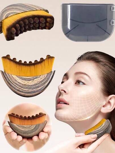 2套/1套全新盒装淋巴轮廓面部刷，面部淋巴引流按摩器，刮痧眼颈刷化妆刷便携装，专为面部淋巴引流设计，柔软刷毛，多功能轮廓面部刷，淋巴引流轮廓面部刷工具，易于清洁和保养，适合家庭或专业人士使用，旅行、出差、上学、送礼（注：本产品包含保护套和刷子，共2件）