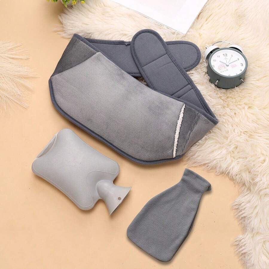 Wärmflasche zum Tragen, Wickelwärmer mit längerem Gürtel zur Linderung von Regelschmerzen – Hals, Schultern, Rücken, Beine, Taille wärmen - Grau - Übersicht 1