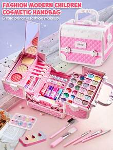 1件套儿童过家家化妆套装，女孩化妆盘，公主手提包，化妆美容套装，口红，眼影，儿童生日礼物