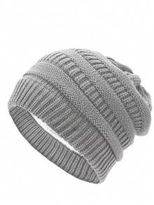 1 Stück Damen Lässig einfarbige gestrickte thermisch gefütterte 5-zackige Sternmütze für Winter und Herbst