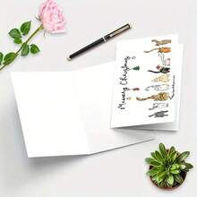 1 Stück Miau Miau Weihnachtskarte - Katzen Thema, ein witziger saisonaler Stationery-Set, geeignet für Katzenliebhaber, süße Katzen Illustrationen für die Feiertage, ideal als Geschenk für Freunde und Familie