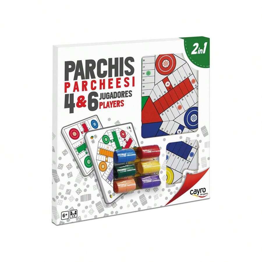 Tab. Parchís 4 Y 6 Madera con Acc. 40X40 Cm. - Juegos de Mesa Clásicos - Cayro - Ref. 096 - Multicolor - Ver 1