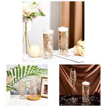 24 Pcs Artificial Pearl String Floating Candle Faux Pearls Beads String Party Garland Decoration Vases Filler Wedding Centerpiece Party DecorGold