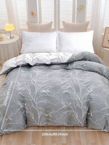 1 pieza Funda de edredón de microfibra ligera, estampado floral reversible gris y blanco - El conjunto es una funda de edredón con cremallera individual con 4 lazos en las esquinas, adecuada para dormitorio/dormitorio universitario (dormitorio universitario de niños/niñas)/viaje - Gris - Ver 13