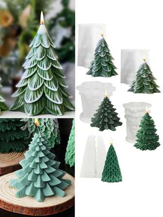 1pc Christmas Tree Shaped Candle Silicone Mold, DIY Handmade Tool, Creative Holiday Decor, Soft Silicone, Easy Demold, Heat Resistant, Beginner Friendly, Reusable
