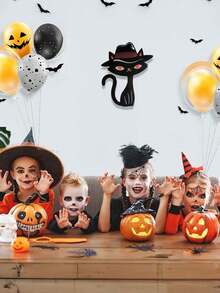 Gato negro y naranja creativo, artesanía de metal, decoración para jardín, patio, balcón, ambiente de fiesta, decoración linda, se puede colgar en paredes, árboles, regalo ideal para fiestas y cumpleaños