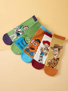 Disney 5 paires de véritables chaussettes pour enfants, chaussettes mi-mollet pour enfants avec personnage Buzz, chaussettes mignonnes pour garçons avec motifs de dessins animés et uniques, chaussettes à la mode, décontractées, confortables et respirantes pour filles et étudiants, convenant pour le port quotidien. Fans de Buzz, rentrée scolaire, cadeaux de vacances, chaussettes - Multicolore - Voir 13