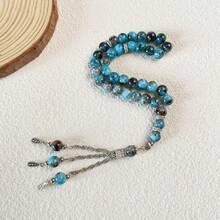 1 pieza Pulsera de cuentas de vidrio con diseño, adecuada para uso diario de hombres, 33 piezas