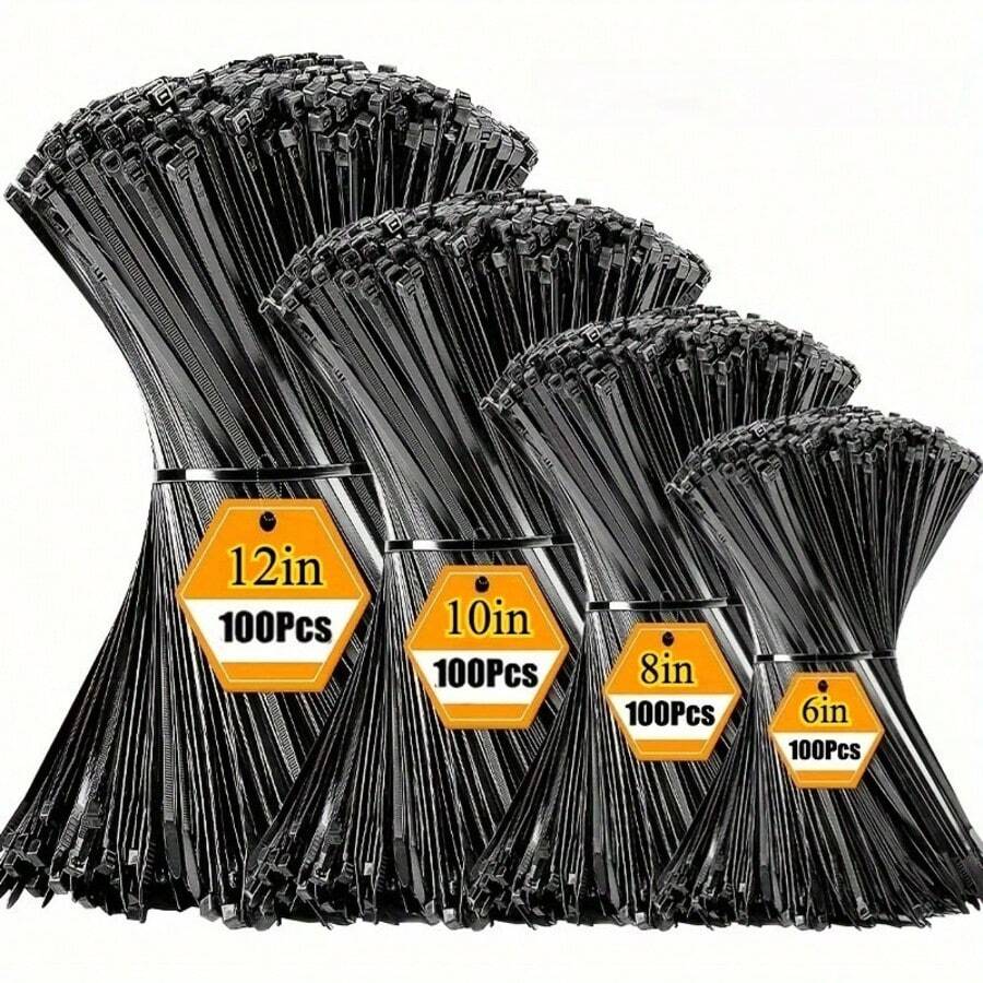300pcs Multi-Purpose Nylon Cable Tie Kit - High Strength, Durable, Assorted Sizes (6 Inch, 8 Inch, 10 Inch, 12 Inch) - Suitable For Outdoor Gardening, Home, Office Organization And Wire Management - Multicolor - View 1